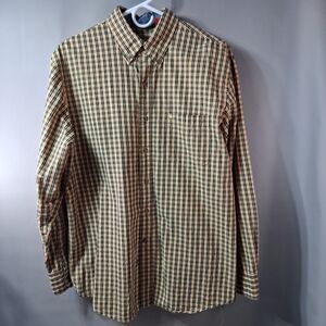 IZOD Premium Essentials Plaid Shirt Adult Medium Blue Button Down Long Sleeve